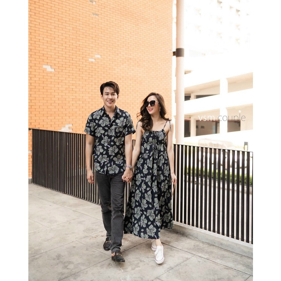 Đồ đôi nam nữ - Set váy áo đôi đầm maxi áo sơ mi nam đi biển du lịch cặp đôi mẫu mới nhất
