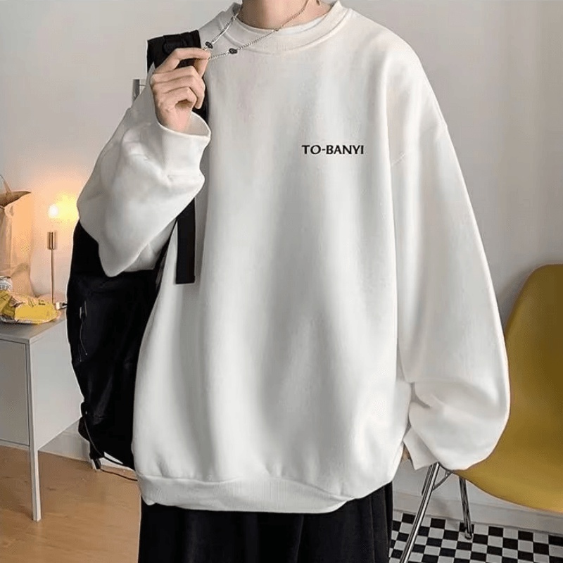 Áo Nỉ Tay Dài In Chữ Thời Trang Hàn Quốc Dành Cho Nam Size M-5XL