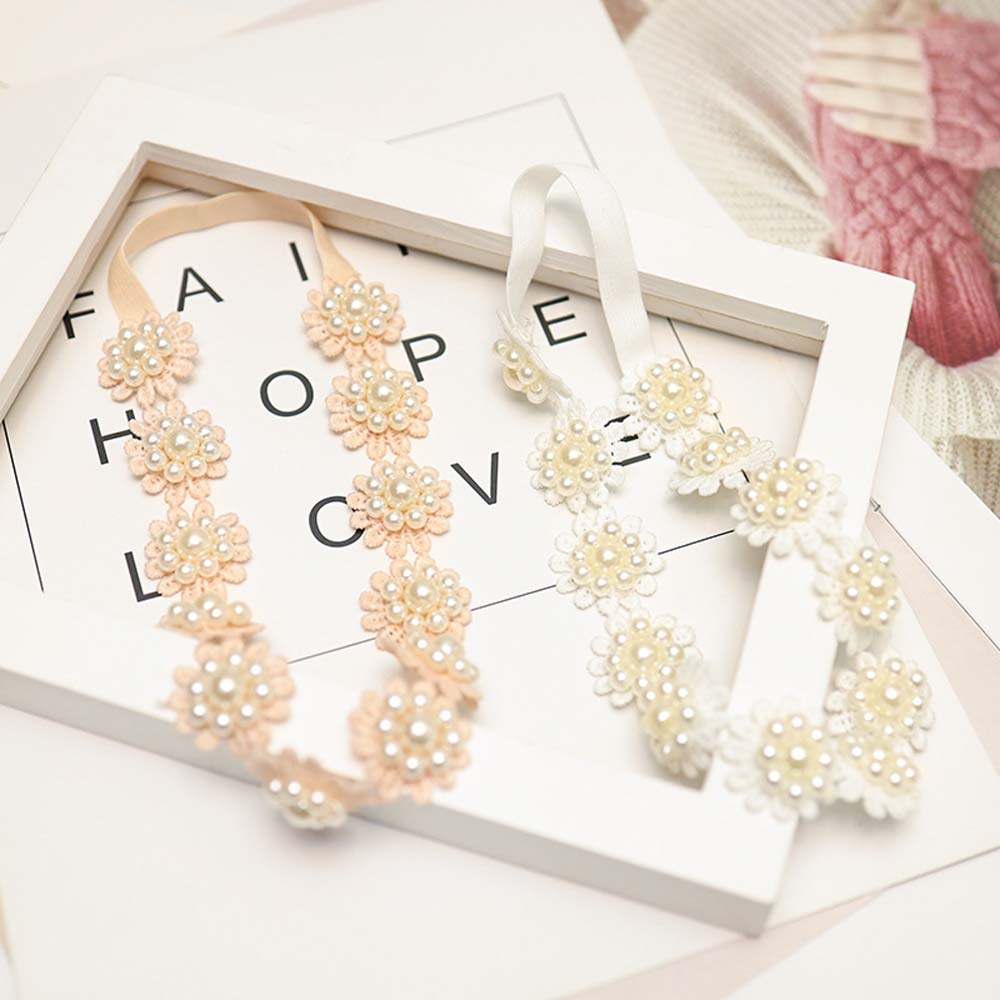 Băng Đô Cài Tóc Đính Hoa Và Ngọc Trai Đáng Yêu Cho Bé