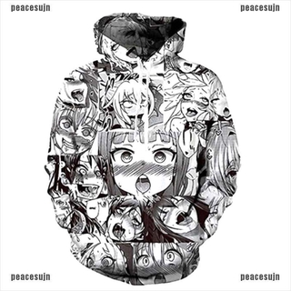 (PVN---NEW)Ahegao Funny Sweatshirt Anime 3D Print Women Men's Pullover Hoodie Jumper Tops