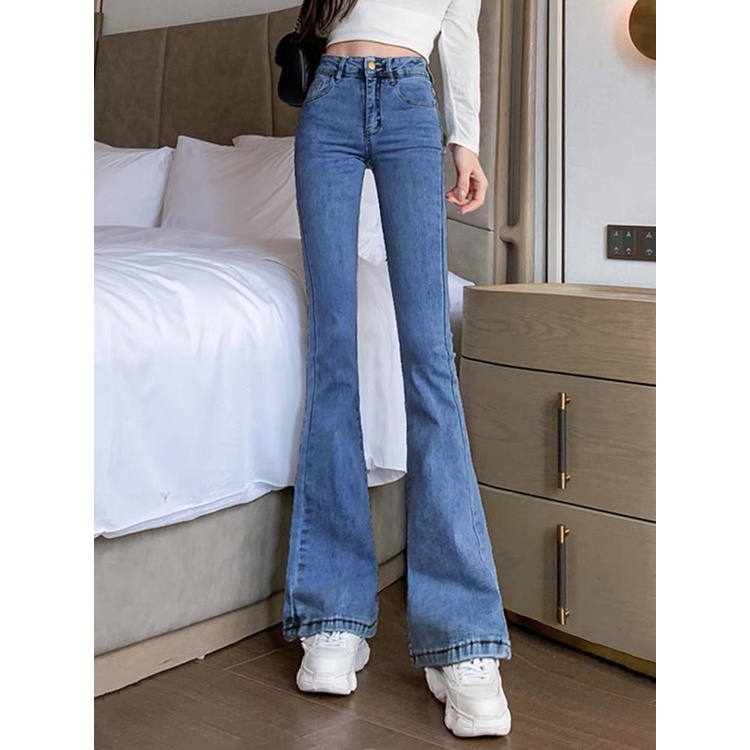 Quần Bò Nữ Ống Loe TDSHOPNT Quần Jean Co Giãn Cạp Cao Hot Trend 2022 Q21