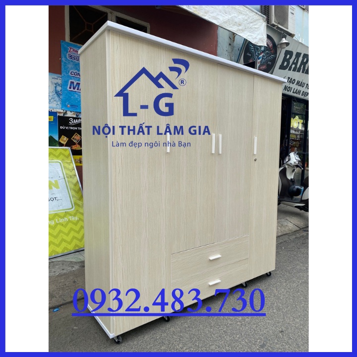 Tủ nhựa đài loan quần áo 4 cánh cao 1m8 rộng 1m6 _Giao hàng miễn phí