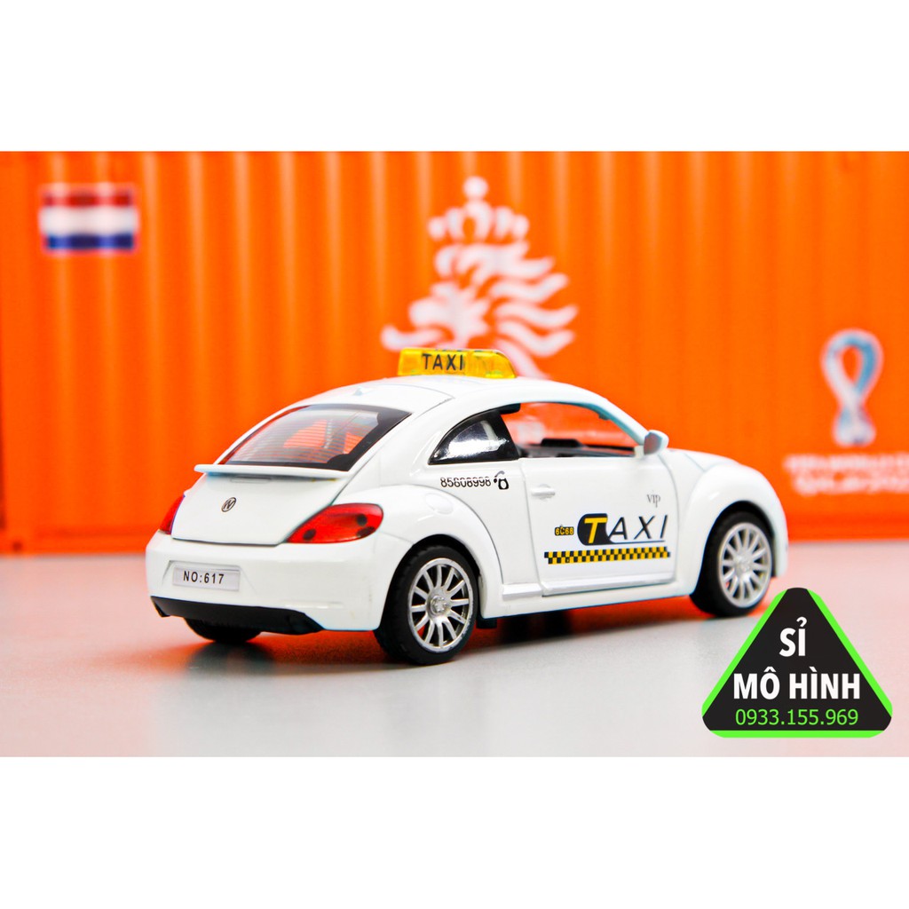 [ Sỉ Mô Hình ] Xe mô hình xe taxi Volkswagen Beetle 1:32 Trắng