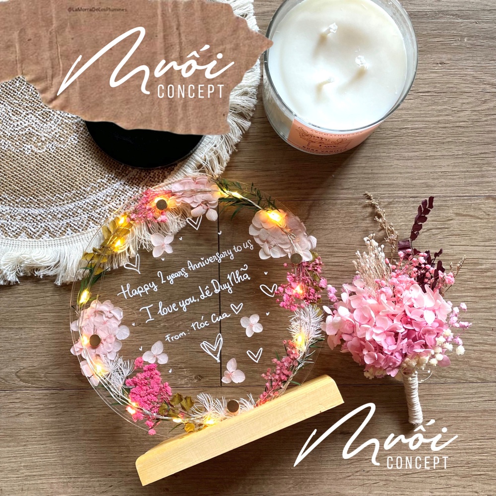 ᴍᴜốɪ ᴄᴏɴᴄᴇᴘᴛ | Tranh hoa khô - Mẫu tròn đặt bàn mix nhiều loại hoa