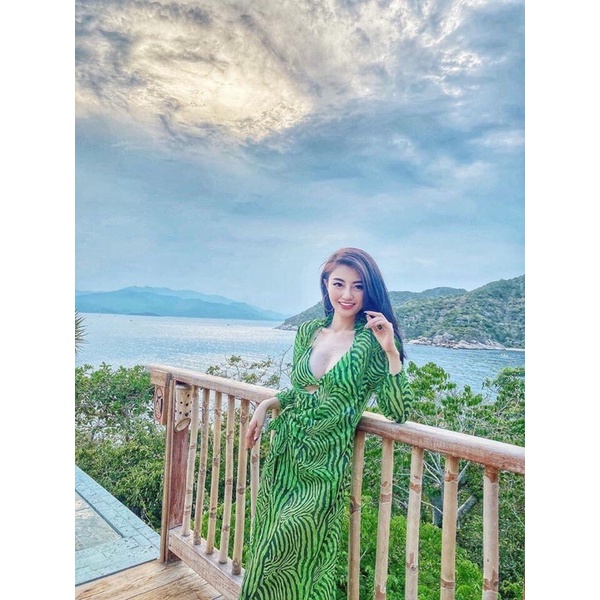 Bikini Đồ Bơi Nữ 2 Mảnh Áo Choàng Khoác Ngoà Họa Tiết Vằn Xanh Quyến Rũ Độc Lạ R33 | BigBuy360 - bigbuy360.vn