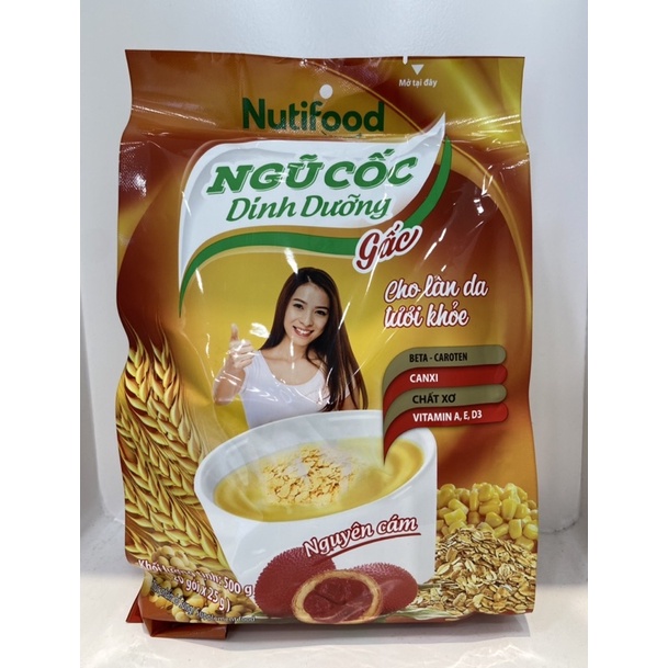 Ngũ Cốc Dinh Dưỡng Gấc Nutifood Túi 500g /20 gói x 25g