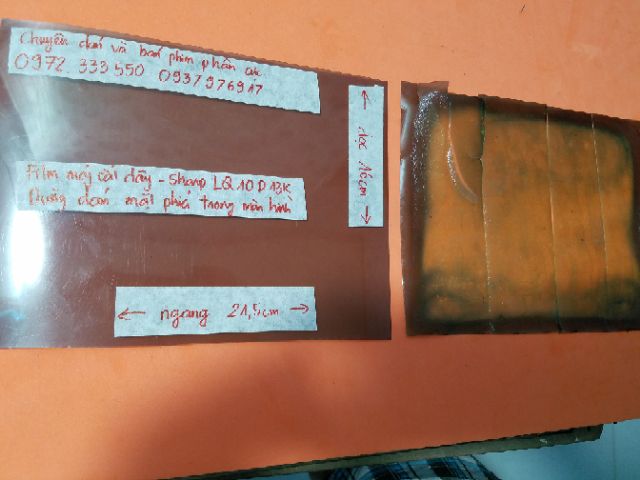 phim phân cực 10in cho màn hình máy cắt đây Sharp LQ10D13K tặng dao,khăn lau,hướng dẫn dán