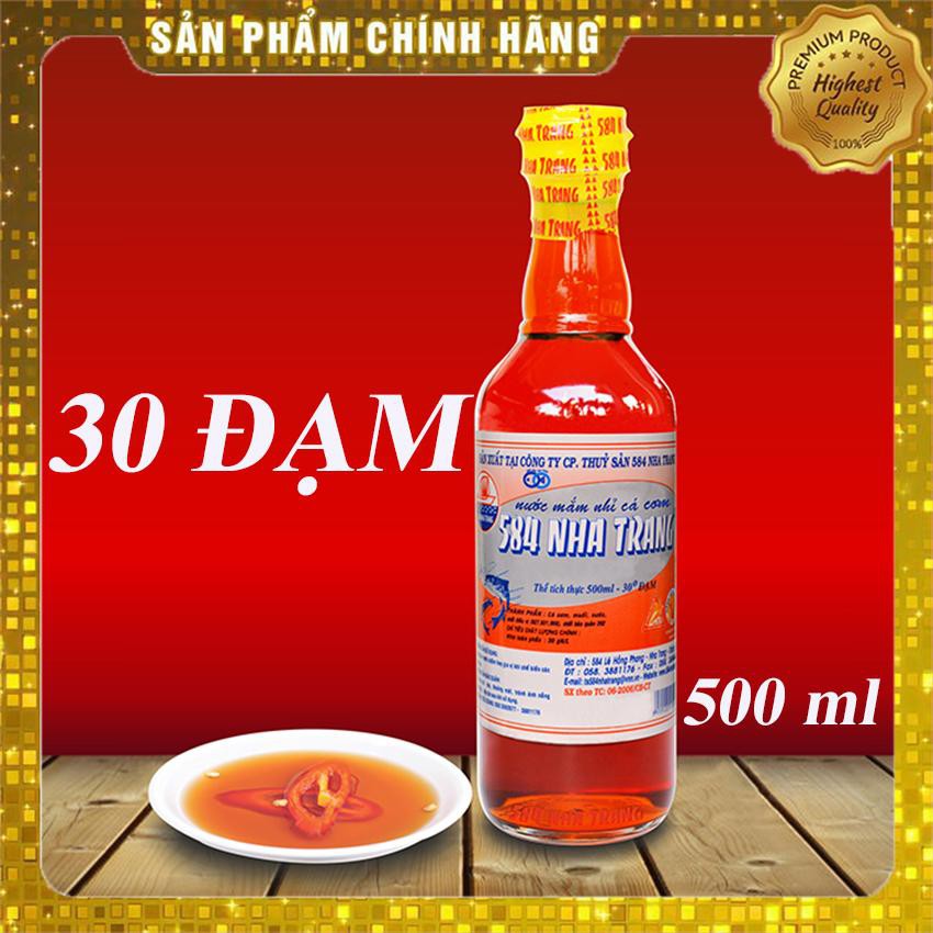 Thùng 6 chai Nước mắm Nhỉ Cá Cơm - 584 Nha Trang - Loại 30 độ đạm - Chai PET 500ml, Date luôn mới.