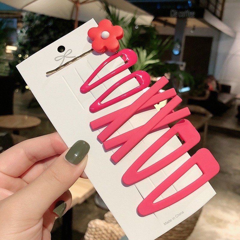 Set 7 Kẹp Tóc Kim Loại Hình Hoa Màu Sắc Ngọt Ngào Dễ Thương Cho Nữ