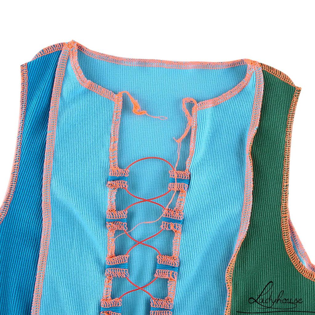 Áo Thun Croptop Không Tay Màu Sắc Tươi Sáng Gợi Cảm Cho Nữ