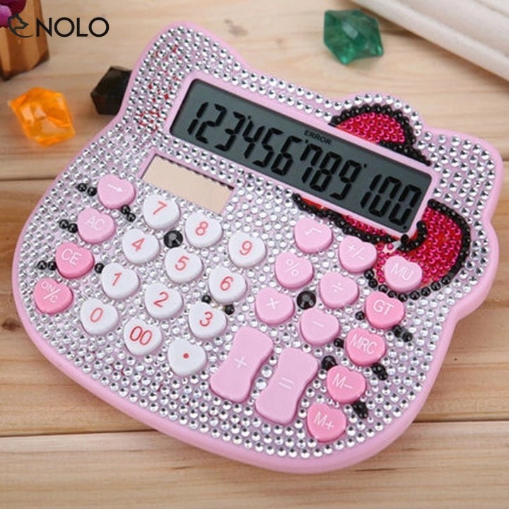 Máy Tính Hello Kitty Dùng Pin Và Năng Lượng Mặt Trời 12 Chữ Số