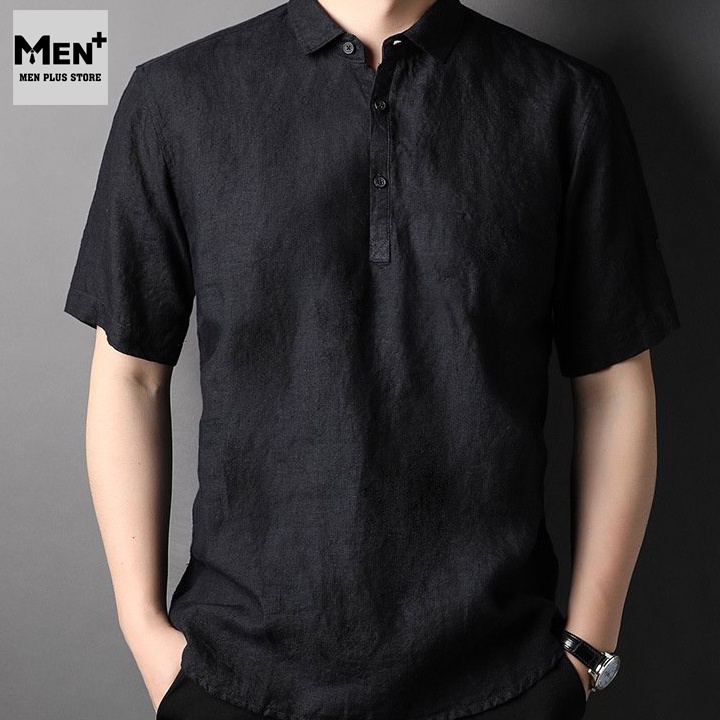 Áo sơ mi nam vải đũi dáng polo cao cấp - Áo polo nam vải đũi thoáng mát