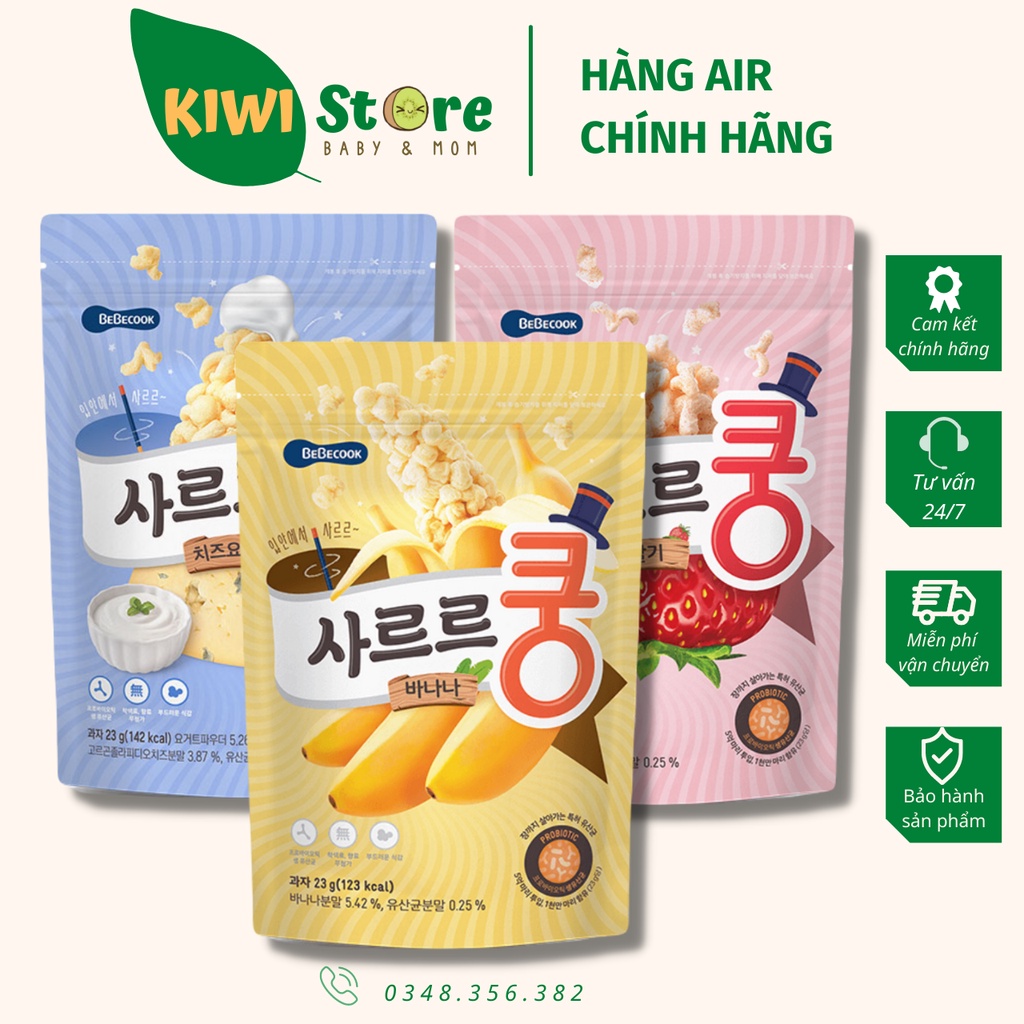 Bánh bỏng Bebecook Hàn gói 23gr bổ sung lợi khuẩn cho bé từ 1 tuổi
