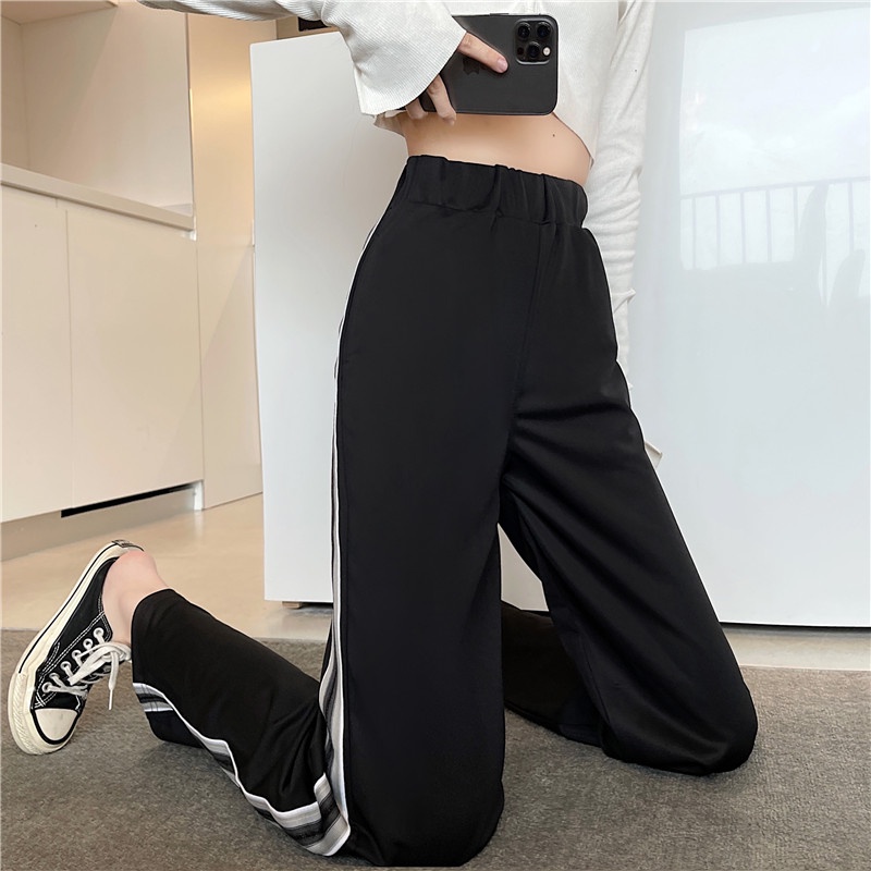 Quần dài NZN ống rộng kẻ sọc phong cách Hàn Quốc cho nữ