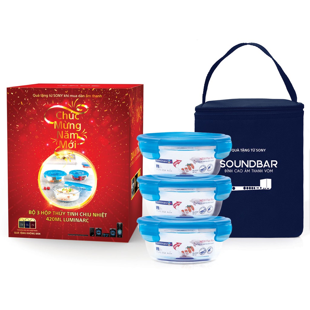 BỘ 3 HỘP THỦY TINH CHỊU NHIỆT LUMINARC 420ML