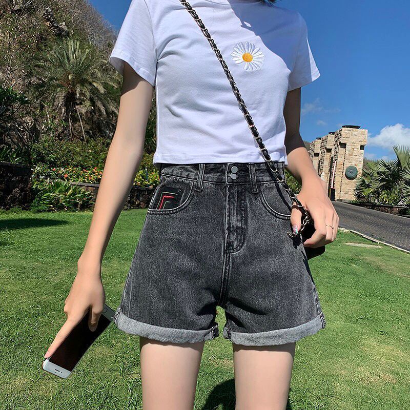 Quần Short Denim Lưng Cao Dáng Rộng Phong Cách Hàn Quốc Thời Trang Mùa Hè Mới Cho Nữ