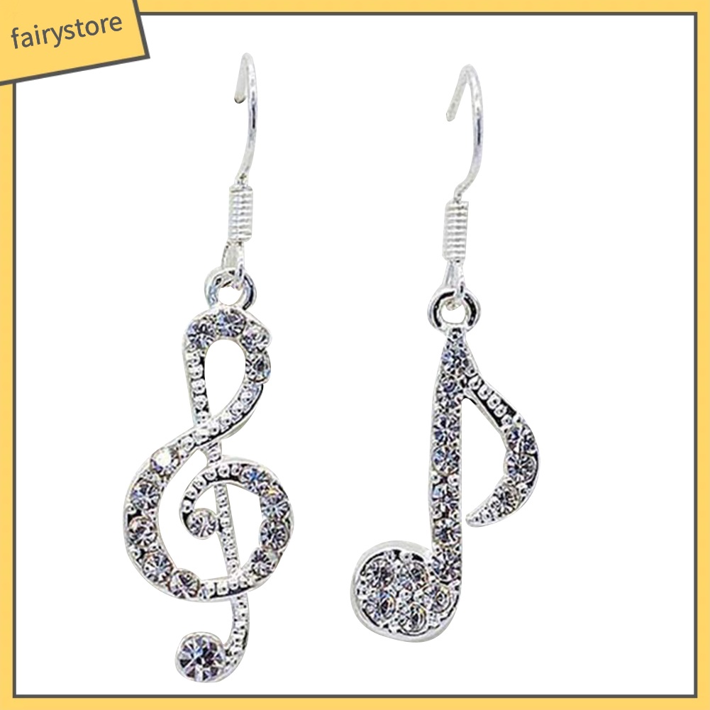 Bông Tai Hợp Kim Hình Nốt Nhạc Đính Đá Xinh Xắn