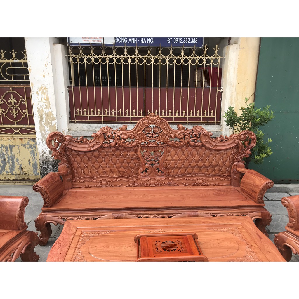 Bộ bàn ghế Louis Hoàng Gia gỗ Hương Đá