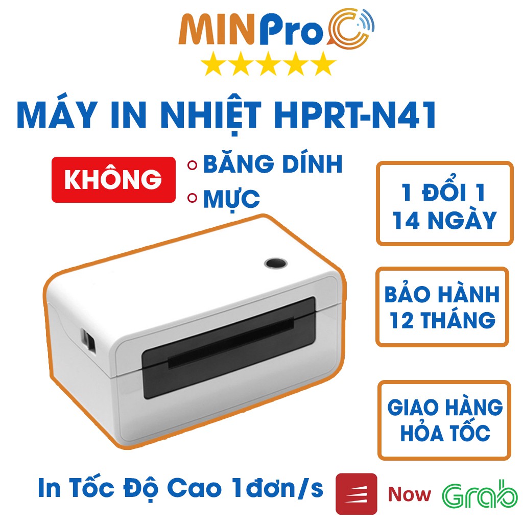 Máy in nhiệt chuyên dụng HPRT N41 in đơn hàng, hóa đơn, tem mã vạch bảo hành 12 tháng - MINPRO