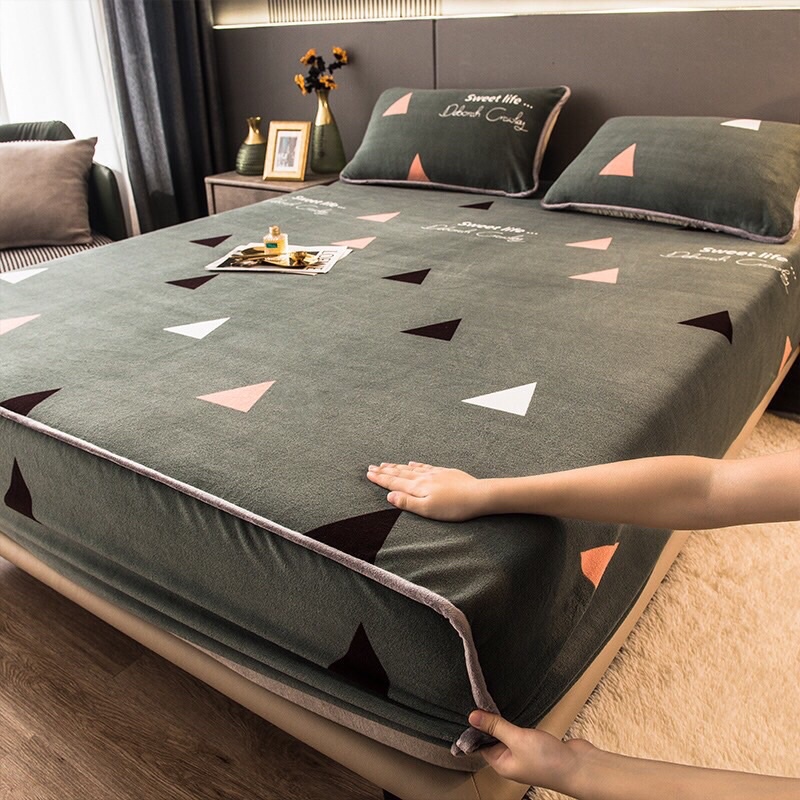 BỘ GA GỐI 3 MÓN NỈ TUYẾT SỮA(gồm 1 ga và 2 vỏ gối)