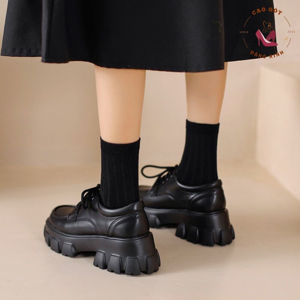 Giày bốt nữ Oxford cổ thấp đế dày - Da mềm - Hot Trend phong cách Hàn Quốc