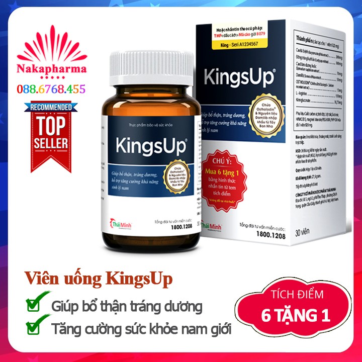 [6 TẶNG 1] KingsUp – Giúp bổ thận tráng dương, tăng cường sinh lý, giảm rối loạn cương dương, tăng cường ham muốn