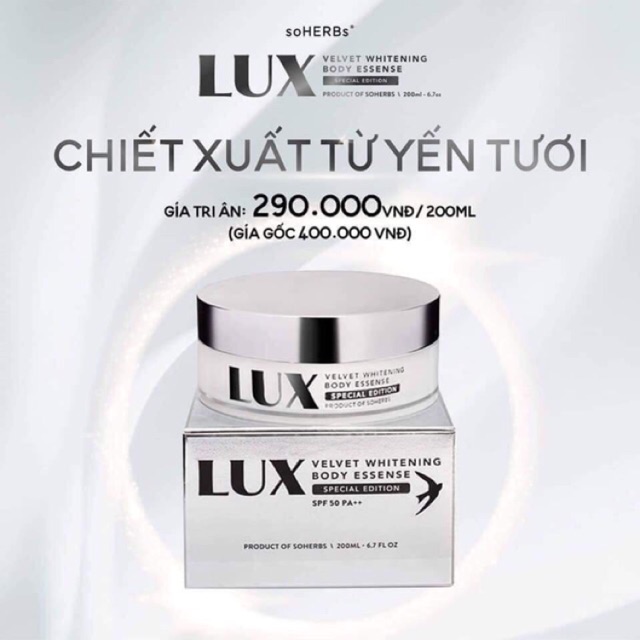 Kem body Lux tinh chất yến trắng da chống nắng - soHERs
