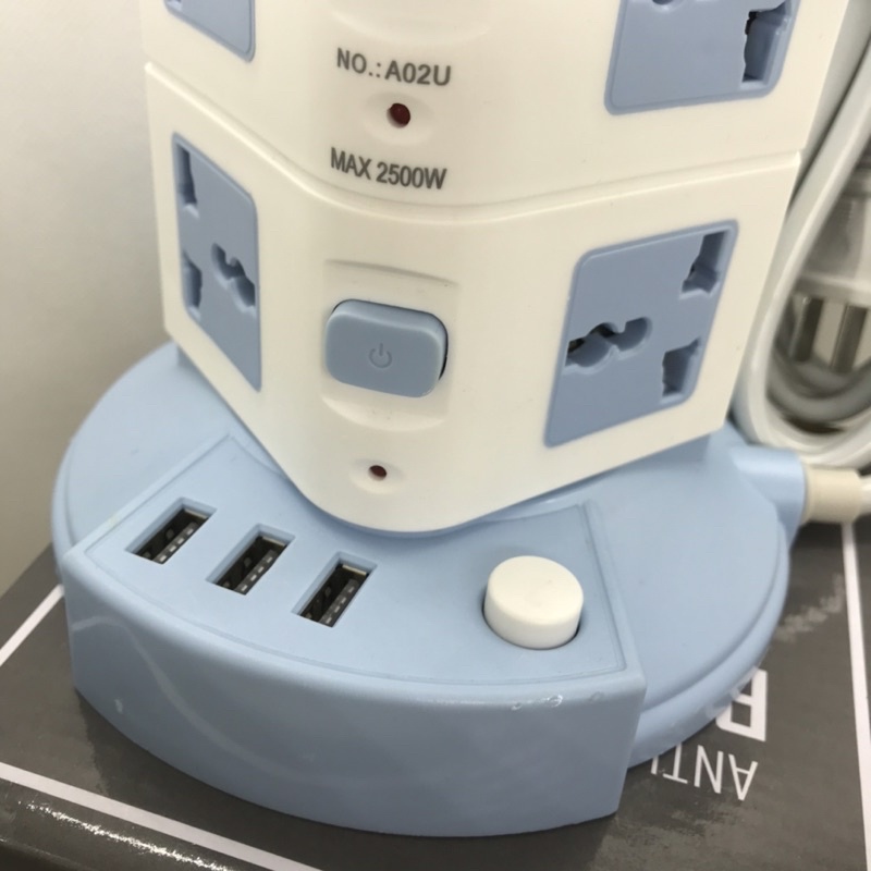 Siêu Tiện Lợi Với Ổ Cắm 2 Tầng Đa Năng 2500W 3 Cổng USB sạc Điện Thoại trức tiếp, 8 Ổ Cắm, công tắc riêng từng tầng