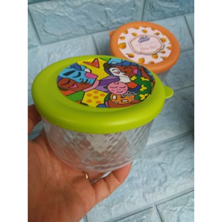 Chén thủy tinh nắp nhựa hoa văn