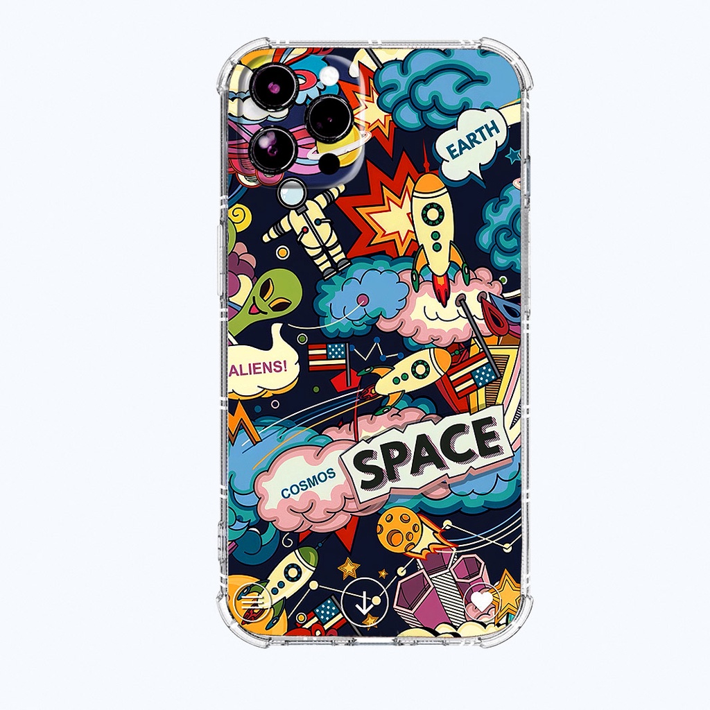 Ốp lưng iphone trong suốt Space Aliens chống sốc cho iphone 14 13 pro max 11 12 pro max mini x xr xs max 6 s 7 8 plus