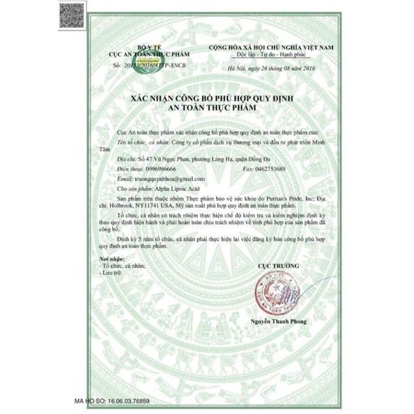 Viên uống đẹp da, chống lão hóa, ngừa tàn nhang Puritan's Pride Alpha lipoic acid 600mg 60 viên