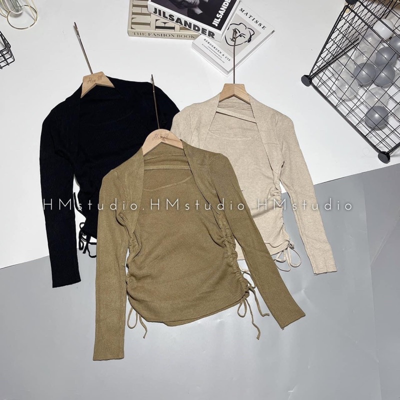 Áo Dài Tay Cổ Vuông Dây Rút 2 Bên Sườn From Ôm Chất Đẹp Hàng Loại 1 | BigBuy360 - bigbuy360.vn