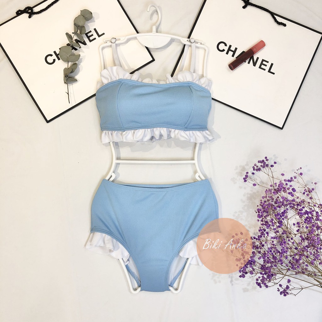 Bikini Bộ Đồ Bơi Nữ 2 Mảnh Nhấn Bèo Năng Động Cá Tính