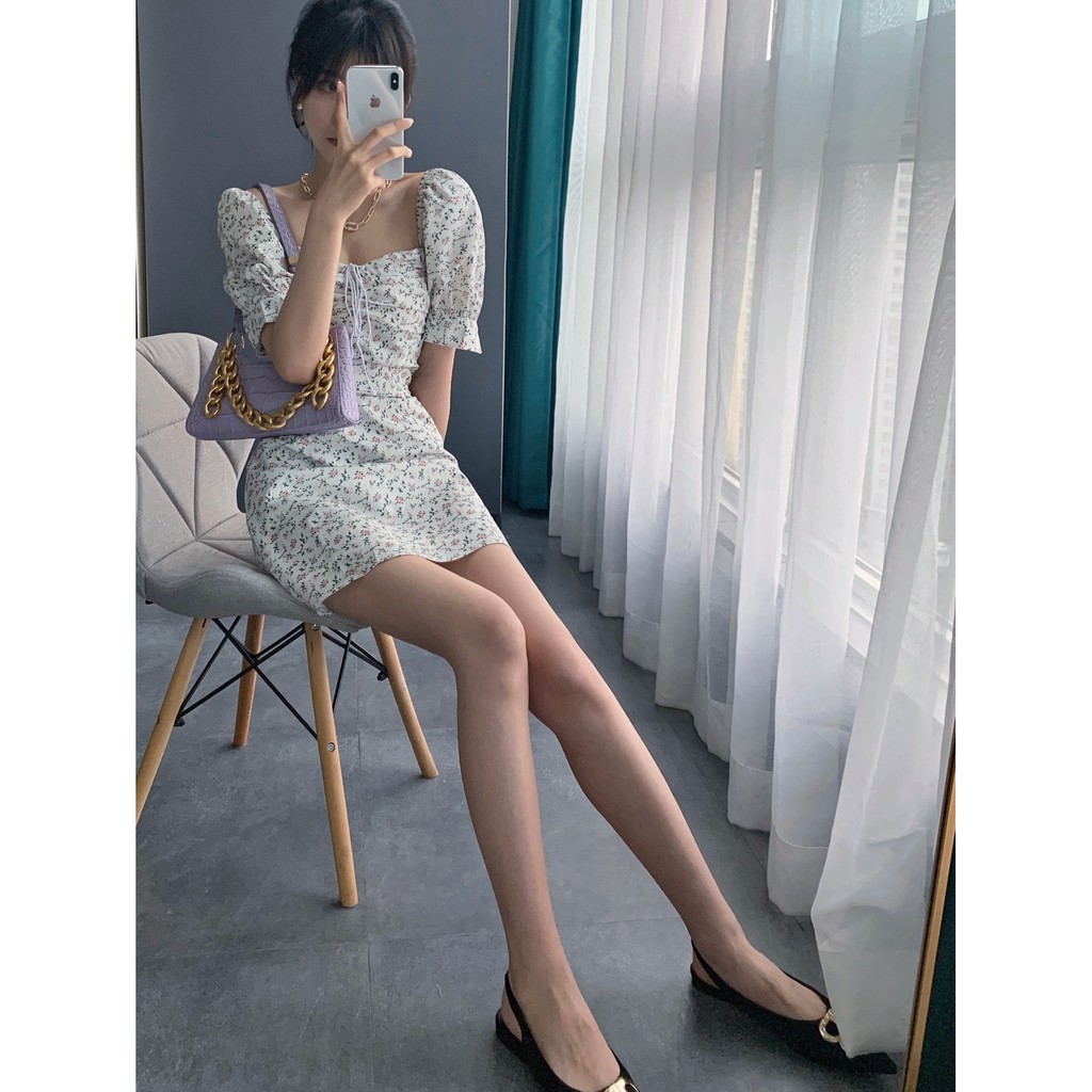 Đầm Voan Hoa Tay Phồng Xinh Xắn Cổ Điển Kiểu Pháp | BigBuy360 - bigbuy360.vn