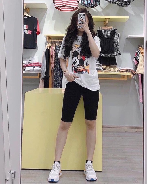 Quần short ngố trơn lai cắt