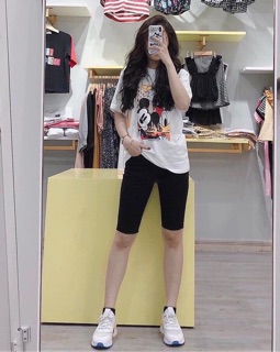 Quần biker short trơn lai cắt
