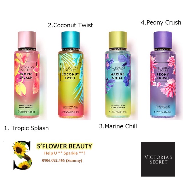 Xịt Thơm - Sữa Dưỡng Toàn Thân Victoria’s Secret Body Mist (250ml) - Marine Chill | Peony Crush | Tropic Splash