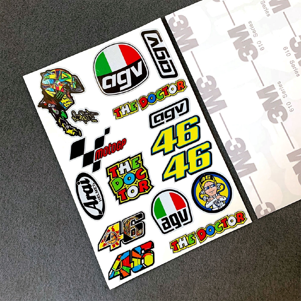 Nhãn dán logo The Doctor VR46 Rossi AGV phản quang cao có keo dán 3M cho xe máy/ mũ bảo hiểm