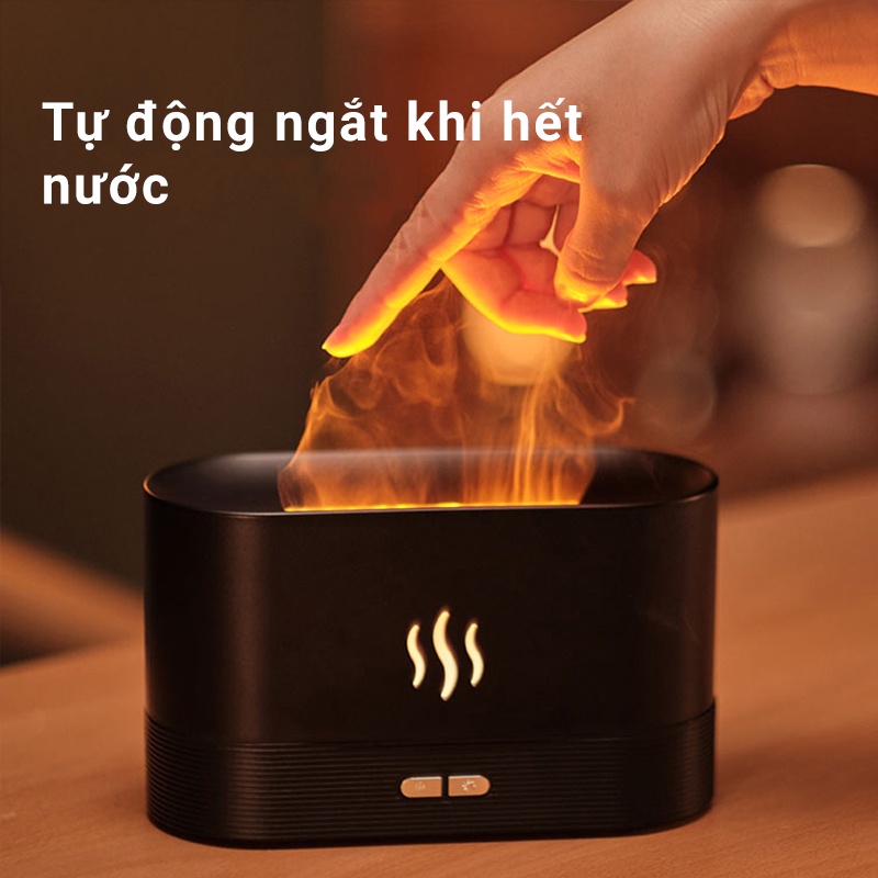 Máy xông tinh dầu hình ngọn lửa - máy khuyếch tán tinh dầu phun sương - LED 7 màu - Tự Ngắt Khi Cạn Nước