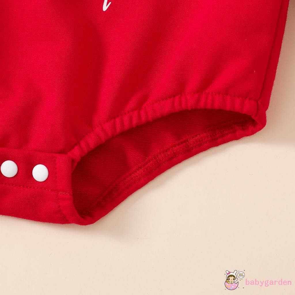 Bộ Áo Liền Quần Tay Dài Cổ Tròn In Họa Tiết Giáng Sinh Cho Bé 0-18 Tháng Tuổi