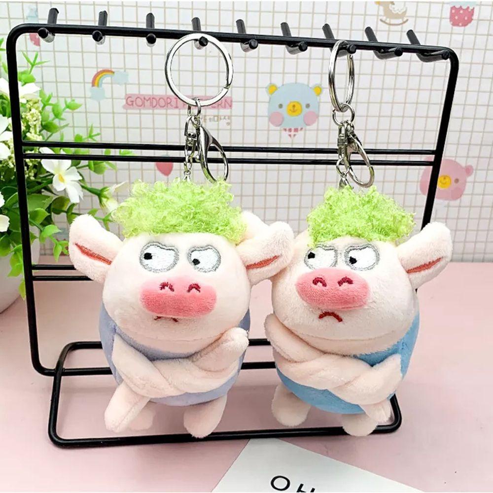Móc Khóa Hình Heo Nhồi Bông Màu Xanh Lá Cây Hoạt Hình Vui Nhộn