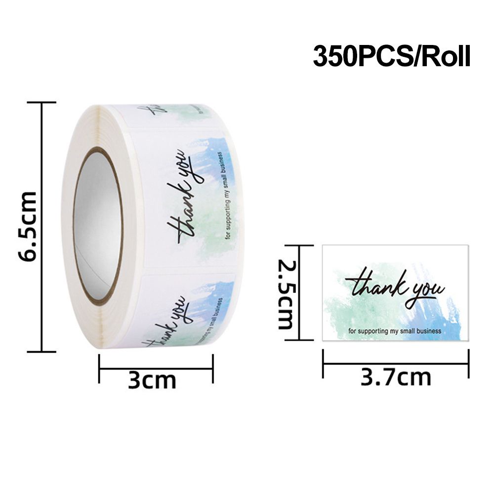 Cuộn 350 Nhãn Dán 2.5x3.7cm Màu Nước Chữ Thank You Trang Trí Gói Quà