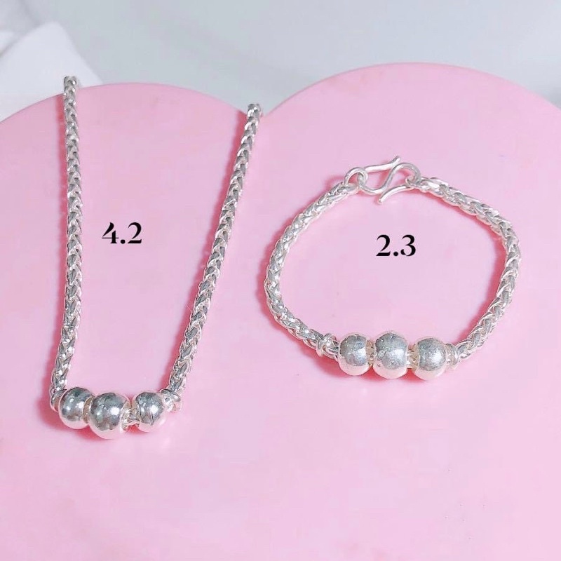 Bộ vòng cổ bạc, vòng tay bạc nguyên chất cho bé M04-Minh Thoa Silver