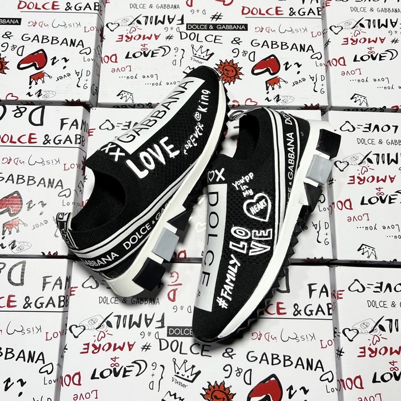 Giày thể thao sneaker Dolce Love nam nữ vải chun nổi chữ family heart đế cao su tách cao cấp siêu bền đẹp GS36P