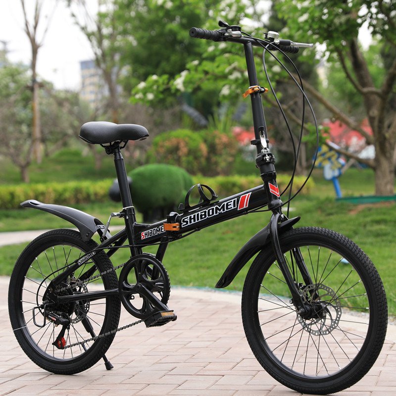 Xe đạp gấp Shibomei 20 inch giảm xóc kép, xe đạp số siêu nhẹ kèm gacbaga, chắn bùn