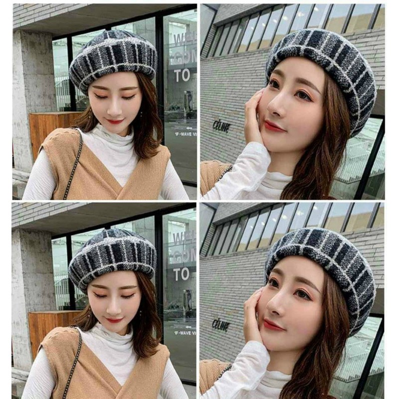 Nón Beret Len Kẻ Sọc Vuông Thời Trang Thu Đông | BigBuy360 - bigbuy360.vn