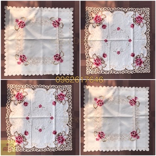 Khăn trải bàn vuông 60x60cm thêu hoa nhật bản - hàng đẹp