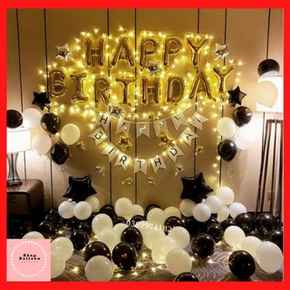 Trang trí sinh nhật người yêu ❤️FREESHIP❤️ Set bóng bay trang trí sinh nhật người lớn màu trắng đen s1 🎁 CÓ QUÀ TẶNG KÈM