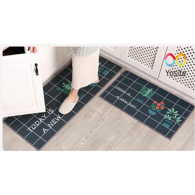 Combo 2 thảm trải sàn chống trơn trượt cao cấp dùng cho nhà bếp nhà tắm