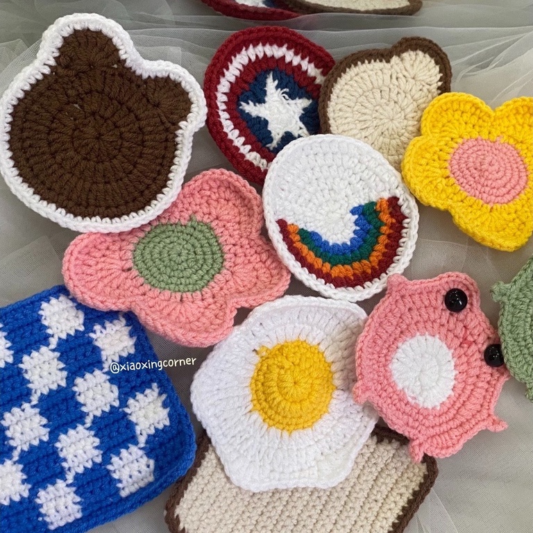 Lót Ly Len Móc Nhiều Mẫu Dễ Thương Handmade Thủ Công Thấm Hút Nước | Xiaoxingcorner